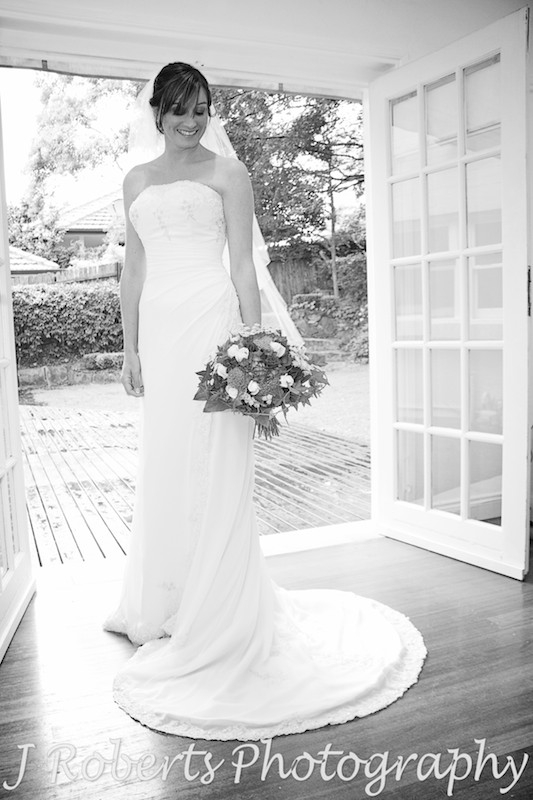bride in her dress at home - wedding photography sydney